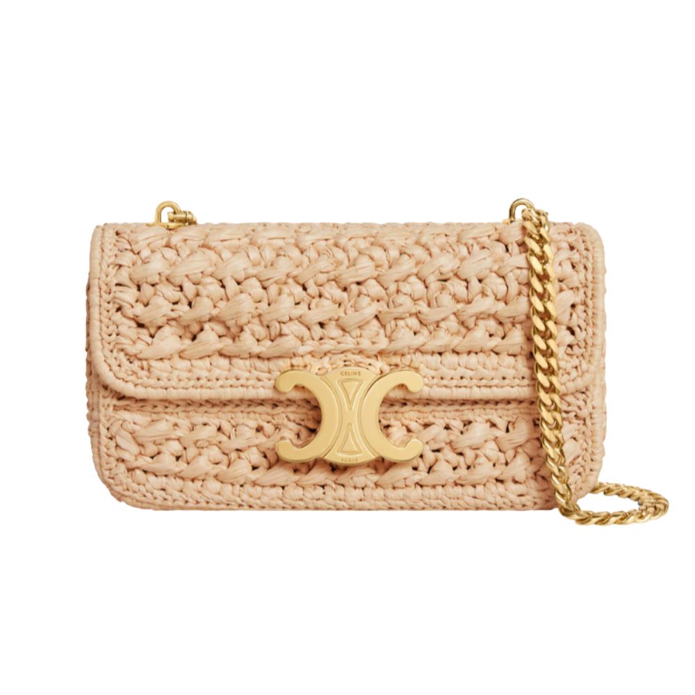 Celine Borsa Crossbody in Paglia con Catena
