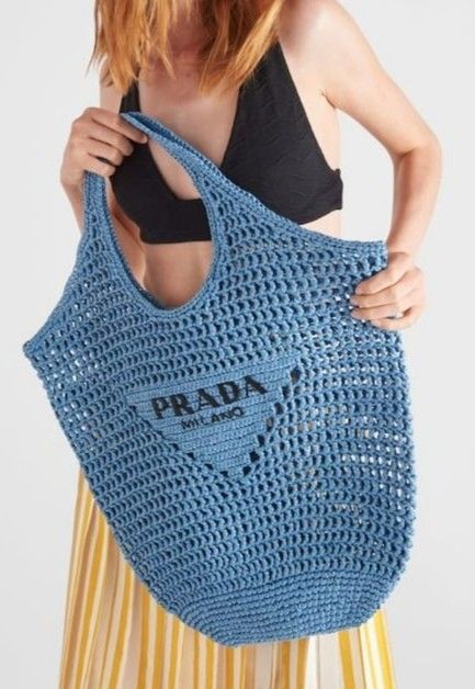 Prada Borsa Tote in Rafia – Blu