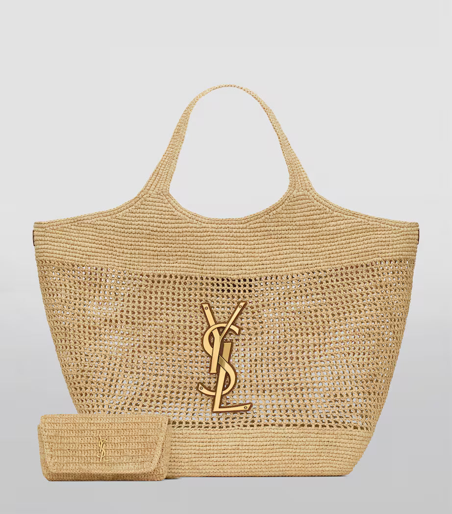 SAINT LAURENT Borsa Tote Icare in Rafia