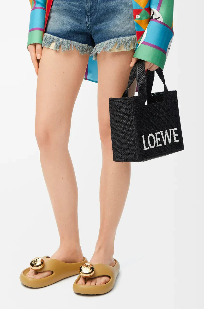 Loewe Piccola Borsa Tote Font in Rafia