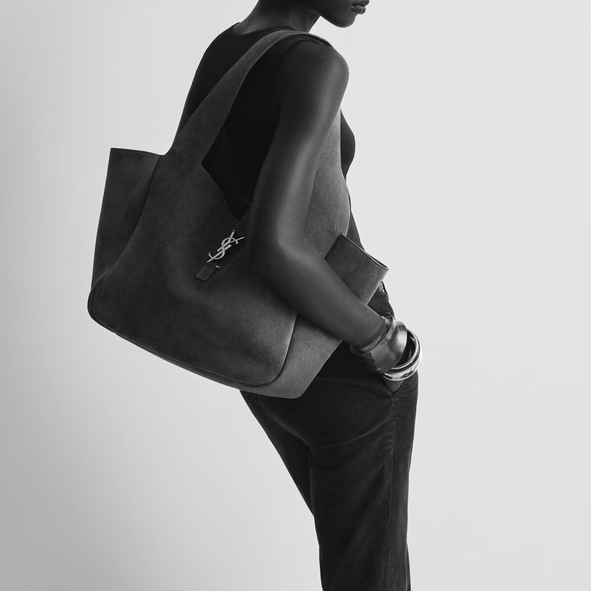 Saint Laurent Borsa Tote Bea in Camoscio Marrone da Donna